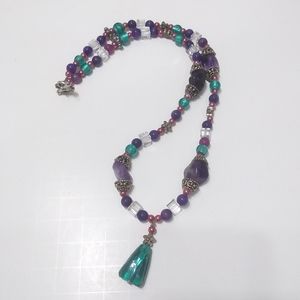 Pink, Green & Purple Beaded Necklace